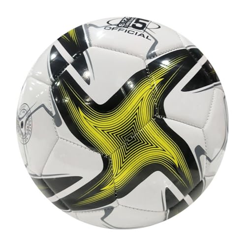 Mateju Balón Fútbol Talla 5, PVC Engrosado Pelota de Fútbol para Entrenamiento y Competición, Balones Futbol Exterior e Interior con Inflador Regalo para Niños y Adultos (Remolino Amarillo)