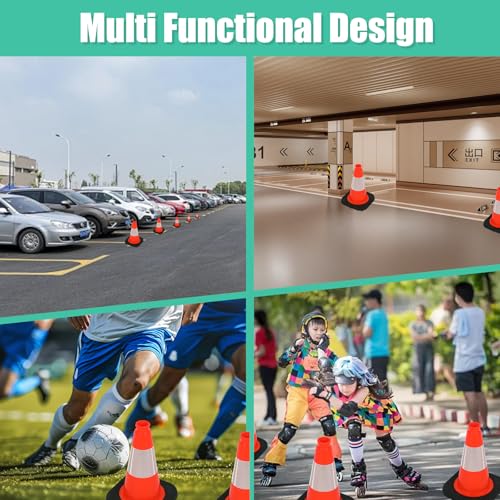 Image of BESEA 12 inch inch Traffic Cones Soccer Training Cones Sport Cones Road Parking Cone with 4 inch Highly Reflective Collar(8 Pack)