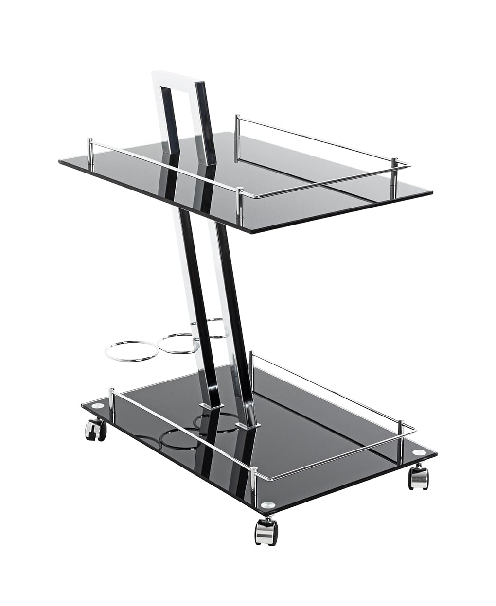 HAKU Trolley Chrome, Black, Metal, Tempered Glass 8 mm - Dim.: W 40 cm X H 72 cm X D 60 cm, Style: Modern