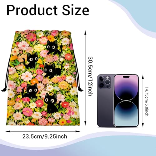 Image of Cat Grip Bag for Gymnast Colorful Blossom Small Gym String Storage Pouch Bag