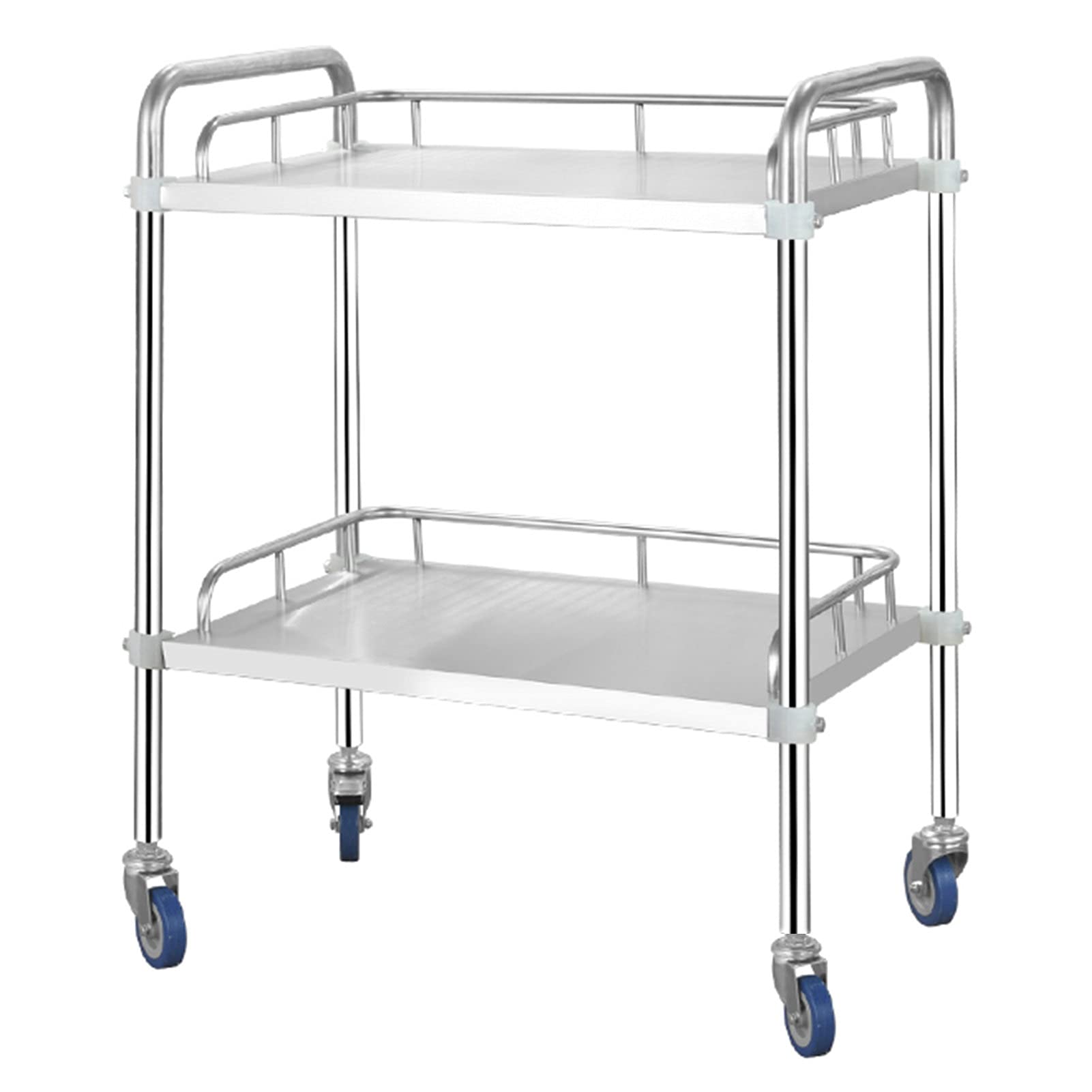 LJYKBFL Stainless Steel Catering Cart with Locking Wheels 2 Tier Utility Rolling Cart for Storage 45x35x82cm