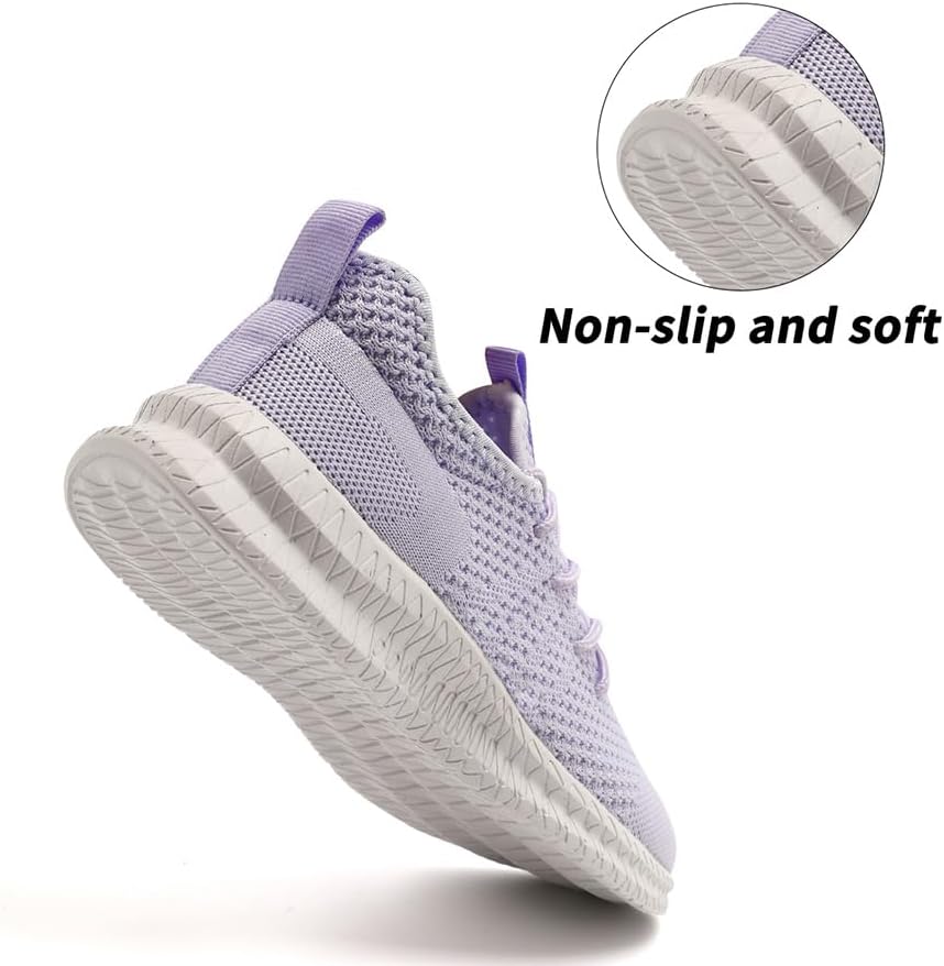 FUJEAK Womens Running Shoes Athletic Tennis Sports Sneakers Casual Slip on Walking Shoes Gym Workout Shoes Fashion Sneakers Non Slip Light_Purple Size 7.5 - Image 5