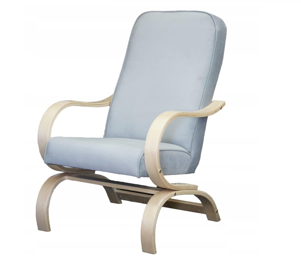 LIKMA Davo Fauteuil Scandinave Gris en Velours pour Salon avec Accoudoirs Fauteuil Relax Design Finlandais 65 x 97 x 77 cm