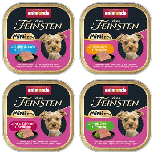 Animonda Vom Feinsten Mini 10 x 100 g Hundefutter | Ohne Getreide, ohne Zucker, ohne Soja | Nassfutter für Hunde | mit leckeren Kräutern (10 x 100 g, Mixpaket)