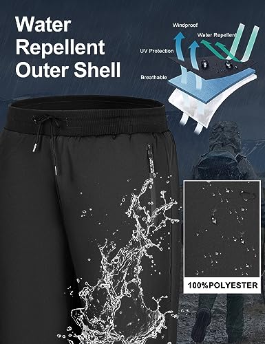 Nadeer Jogginghose Herren Thermo Gefütterte Hosen, Skihose Outdoorhose Wasserdicht Arbeitshosen, Männer Winddicht Winterhose Warm Softshellhose mit Kordelzug, Zwei Taschen