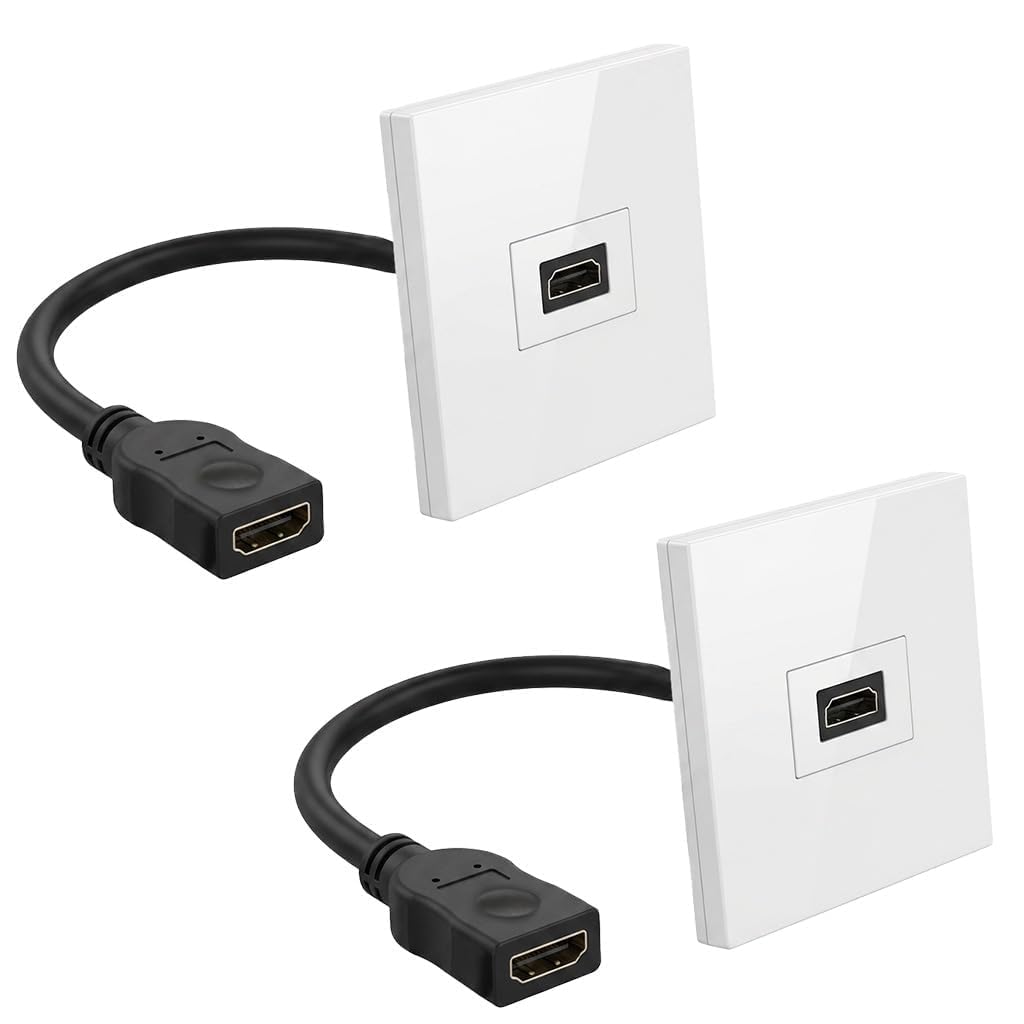 2PCS Single Port HDMI Wall Plate, Plate Faceplate with Pigtail Cable