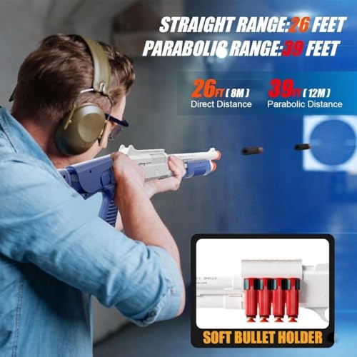 Image of Pampam Toys Shotgun Foam Blaster, Shell Ejecting Feature, with 60 Soft Darts, 16 Reloadable Shells, and Protective Goggles, for Kids and Adults