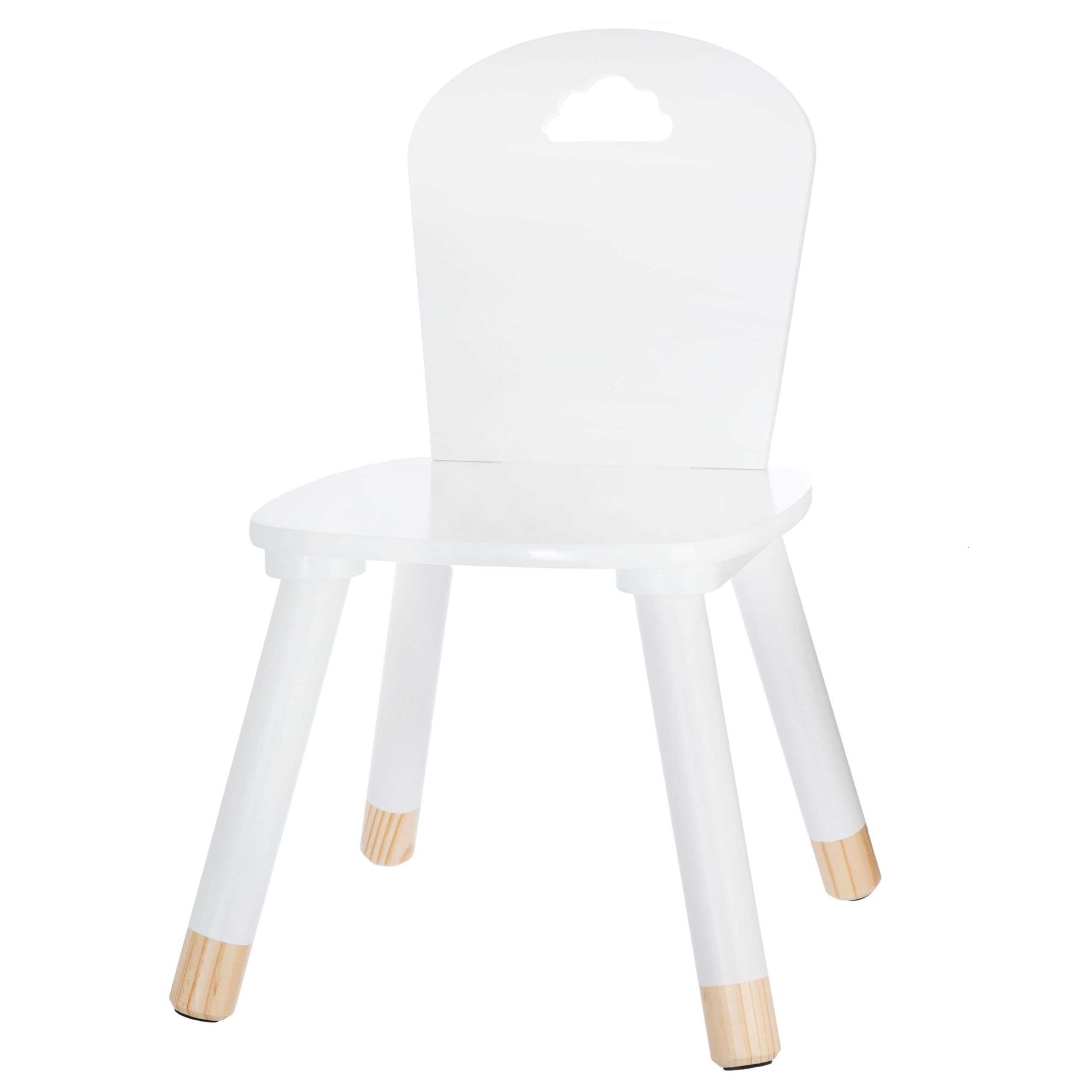 Miroytengo Silla Infantil Douceur Melamina Blanco, Patas de Madera, Estable y Elegante para Niños, Diseño Moderno
