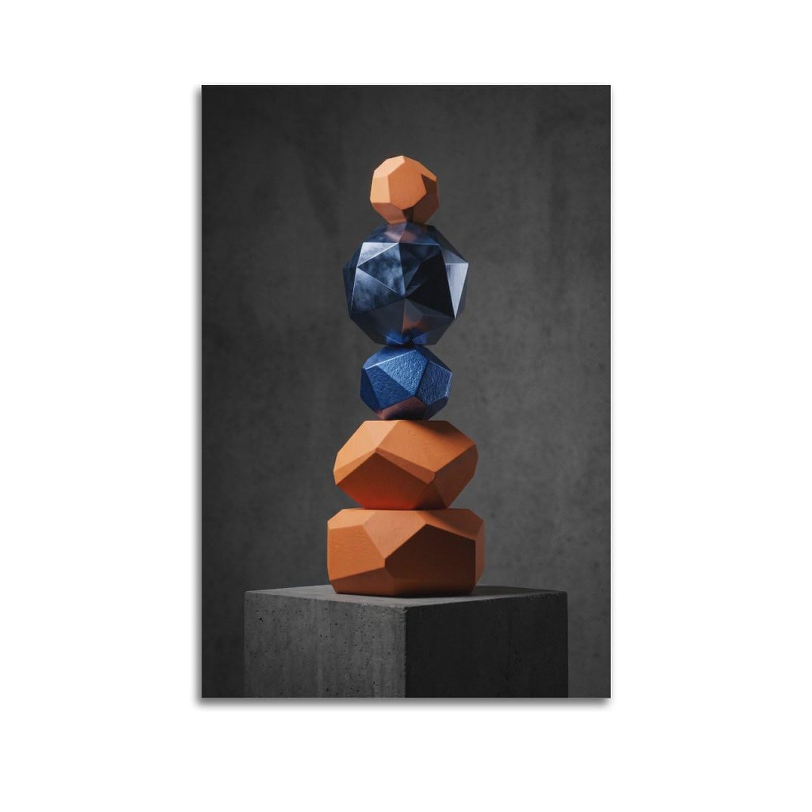 Zen Balance Poster Geometric Stone Tower Sculpture Serenity Calm Modern Decorative Canvas Prints - Ideal Wall Art for Family, Man Cave, Game Room, Boys & Girls Bedroom 20x30inch(50x75cm)