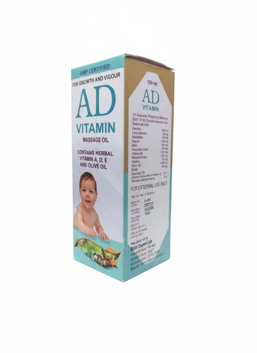 AD Vitamin Massage Oil, GMP Certified, Herbal, for Growth and Vigour, 100ml-image-13