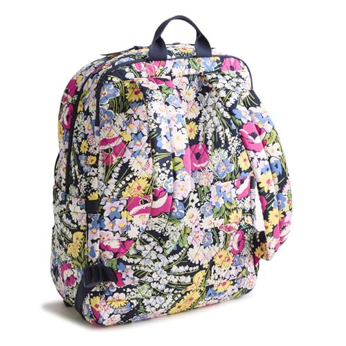Image of Vera Bradley Women's Premium Cotton Large Bancroft Backpack - 15 inch Laptop & Trolley Sleeves - Poppy Fields, 28L