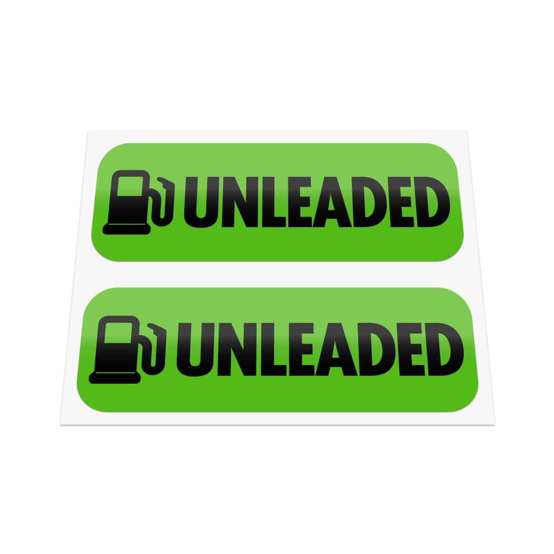 2x Unleaded Fuel Reminder Stickers - Durable Weatherproof Laminated Vinyl Decal Labels suitable for exterior of Car, Van, Taxi, Caravan or any smooth surface