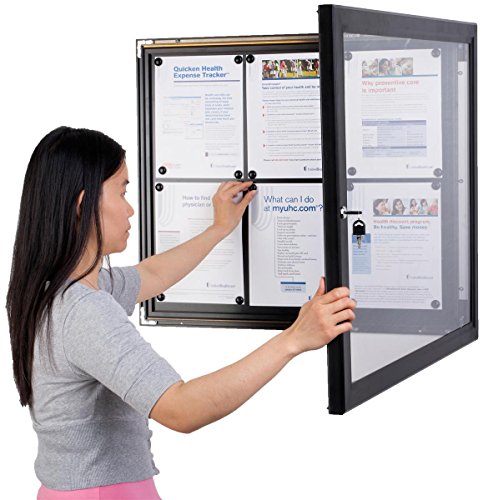Weather Resistant Bulletin Board With Swing-Open Locking Door, Wall Mounted Notice Board With Magnetic Display Surface, For Indoor Or Outdoor Use, Aluminum (Black) #TOP5