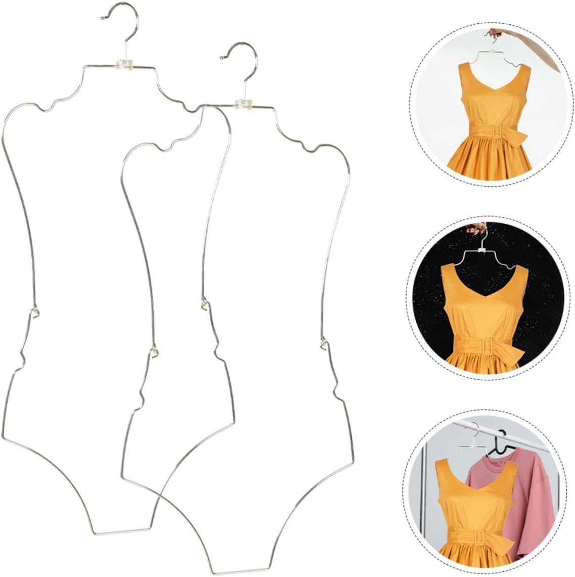 ABOOFAN 2pcs Metal Swimsuit Display Hangers Foldable Bathing Suit Drying Rack with Gold Finish, and Bikini Hangers for Retail Or Home Use