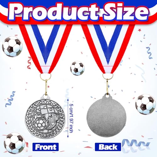 Image of Remuuly 60 Pcs Gold Award Medals 2 Inch Soccer Baseball Volleyball Football Cheer Trophy Medals Metal Awards Bulk with Neck Ribbons Trophy Prize Gifts for Sports Competitions