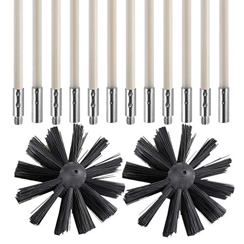 ITidyHome 24 Feet Flexible Dryer Vent Brush Cleaning Kit,Synthetic Brush Head,Lint Remover,12 Rods