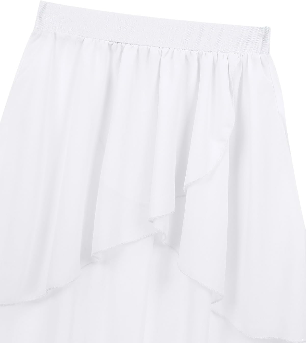Kids Girls High Low Chiffon Ballet Dance Skirt Elastic Waistband Pull-On Wrap Skirts