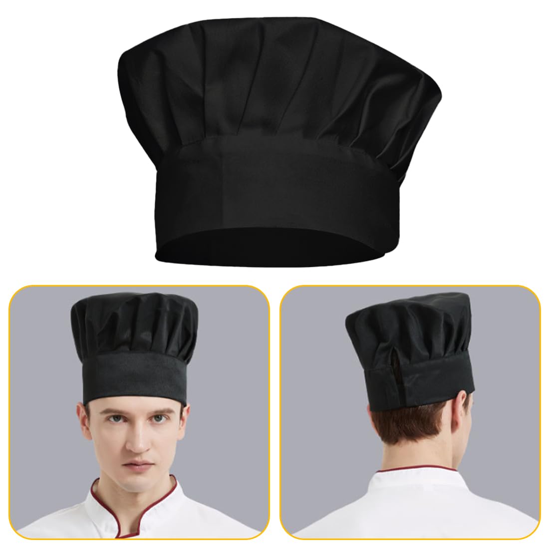 Cappello Cucina Chef Cuffia 2 Pezzi Morbidi Lavabili