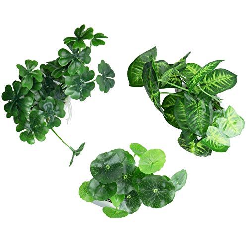 Mygift Artificial Assorted Plants Faux Tabletop Greenery In White Square Ceramic Pots, Set Of 3 #TOP4