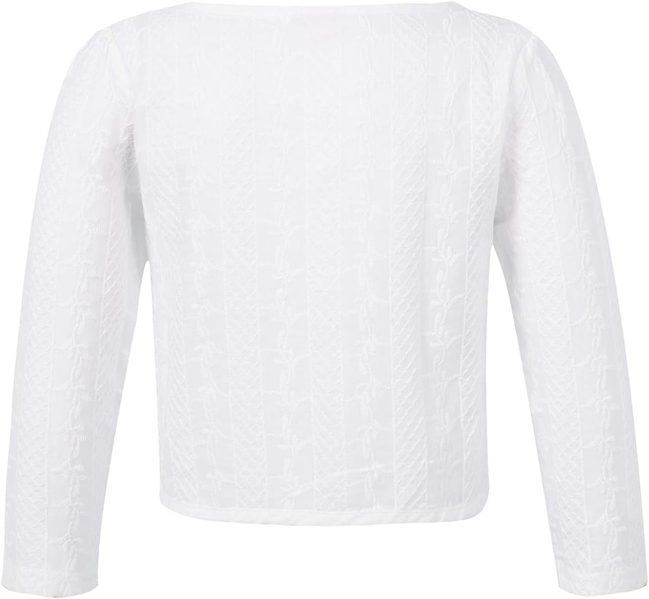 JanJean Kids Girls Long Sleeve Lace Bolero Cardigan Shrug Button Closure Bolero Jacket Party Dress Cover ups Short Cardigan