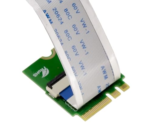 KALEA-INFORMATIQUE M.2 NGFF-Riser-Verlängerung zur Montage Einer PCIe M Key AHCI oder NVMe M2-SSD an einem M2 E A Key-Port mit 20 cm breitem, flexiblem Flachbandkabel.