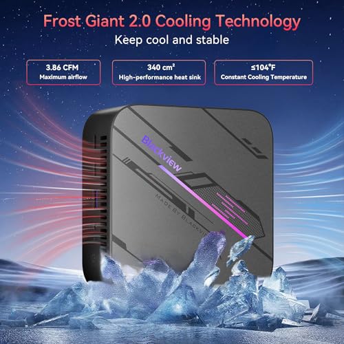 Blackview [ 3 Years Guarantee] MP100 Mini PC Win 11 Pro, 3 * 4K 144Hz Display, AMD Ryzen 7430U(Beats 4300U/7730U), 16GB RAM 512GB SSD, USB3.2, WiFi 6/BT 5.2 Mini Desktop PC for Video Editing