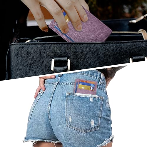 Image of Travelambo Slim Wallet Front Pocket Minimalist Leather RFID Blocking Medium Size