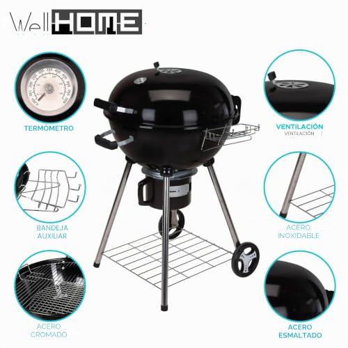 Miniatura 3 de Well Home Barbacoa De Carbón H.99cm En 4 Patas Y Ruedas