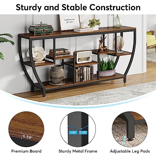 Image of Tribesigns 70.9 Inch Long Sofa Table with Shelves, Rustic Console Table with Storage, Industrial Entryway Table TV Stand, Behind Couch Table Accent Tables for Living Room, Hallway, Foyer