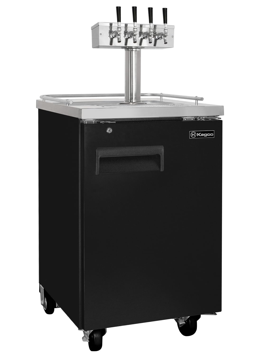 Kegco XCK-1B-4 Four Faucet Commercial Direct Draw Beer Dispenser Black Kegerator Keg Cooler