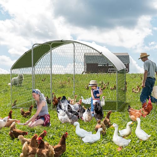Heavy-Duty 9.8x6.5x6.5Ft Walk-in Metal Chicken Coop Run, Waterproof Anti-UV Cover, Outdoor Poultry Cage Pet Exercise Pen for Backyard Farm Outside by WildVenture - Used condition - Image 5