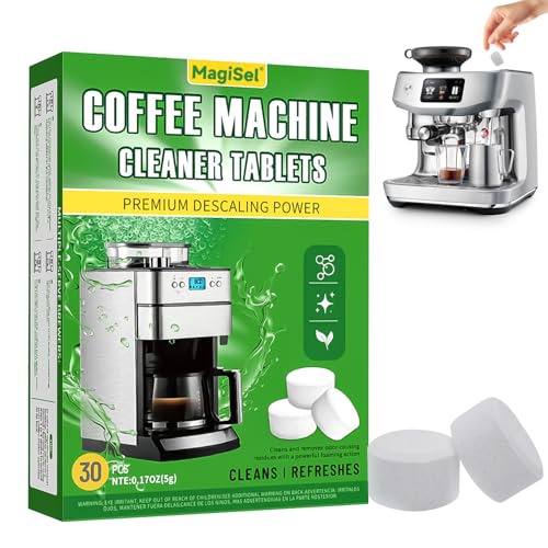 Tabletas de limpieza para Máquinas de Café, Pastillas Limpiadoras y Descalcificadoras para Cafeteras Automáticas y Espresso, Eliminan Residuos y Aceites Eficazmente–30 PCS