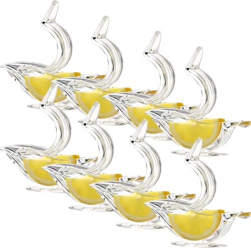 New Acrylic Manual Lemon Slice Squeezer, Portable Transparent Fruit Juicer, Elegance Bird Shape, Hand Juicer for Orange Lemon Lime Pomegranate (4Pcs) (8Pack)