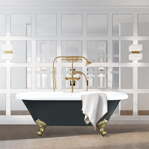 Kerta 67" X 29" Acrylic Clawfoot Soaking Bathtub In Gray With Drain/Overflow #TOP6