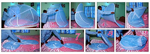 Image of Healthy Sleeping Foldable Portable plyester pop up Mosquito Net for Single Bed, Strong & Durable Mosquito Net for 6 X 4 ft Size Bed (Embroidery Badam Pink)