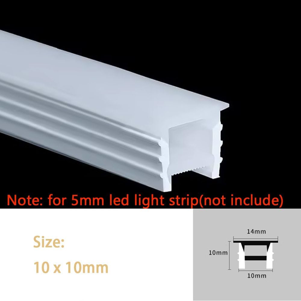 16.4ft/5m Silicone Soft LED Channel System, Flexible U Shape Tube LED Light Strip Silicone Cover for Living Room, Kitchen, Patio and Other Outdoor Ambient Decor, No Light Strip (10 x 10mm)
