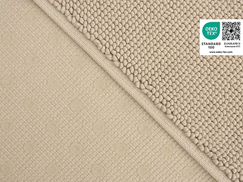 Cotton Paradise Bath Rug For Bathroom, 17X24 Inch 100% Cotton Non Slip Bath Mat Rug, Soft Absorbent Machine Washable, Beige Bath Rug #TOP3