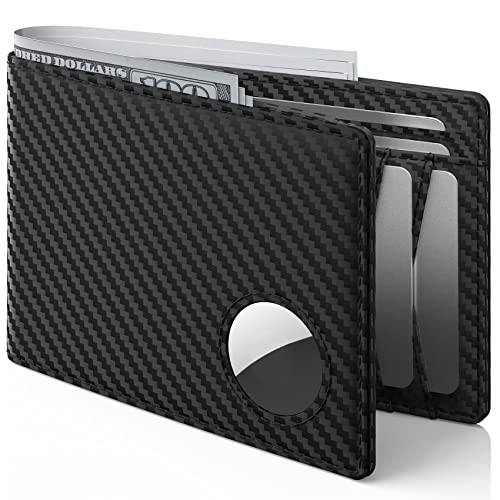 Wallet for Men with Stealth Pocket for AirTag, 3 in 1 Design, Removable ID Window, RFID Blocking, 15 Card Capacity, Slim Carbon Fiber, Bill Divider, Wallet with Gift Box, Hidden Storage for