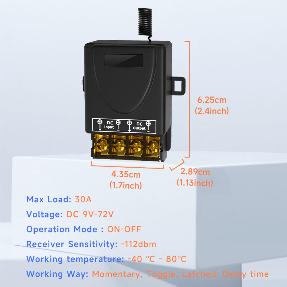 On/off Distance Controle Switch Remote On Off Switch 100m Wireless Remote Switch DC 12V-72V 30A - RF ...