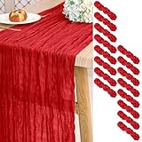 Paquete de 16 caminos de mesa de gasa de gasa de 10 pies de largo, de gasa roja, bohemios, para bodas, bodas, despedidas de soltera, fiestas, decoración de banquetes