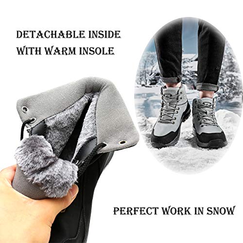 Image of UPSOLO Mens Winter Trekking Backpacking Snow Boots Water Resistant Shoes Anti-Slip Fully Fur Lined Casual Lightweight Hiking Boot