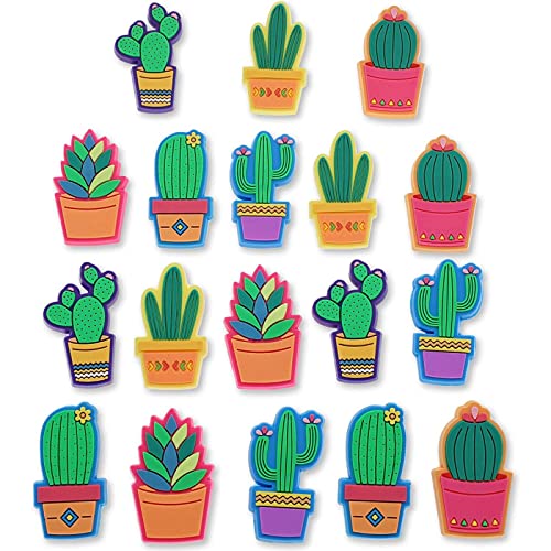 Paper Junkie 18-Pack Decorative Cactus Push Pin Thumb Tack, 6 Designs, 0.8 x 1.4 Inches