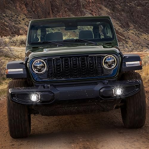 Image of Auxbeam 4 Inch LED Fog Lights for 2018-2023 Jeep Wrangler JL JLU Sport Sahara Rubicon MOAB, 30W Round Led Chip Front Bumper Foglights, DOT Approved