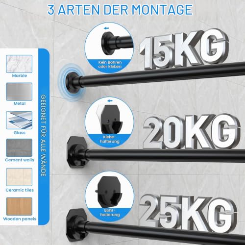 WELDUN Gardinenstange ohne Bohren 98-150cm Vorhangstange ohne Bohren Φ32mm Duschvorhangstange inkl 2 Wandsockel Teleskopstange Klemmstange… – Ansicht 2