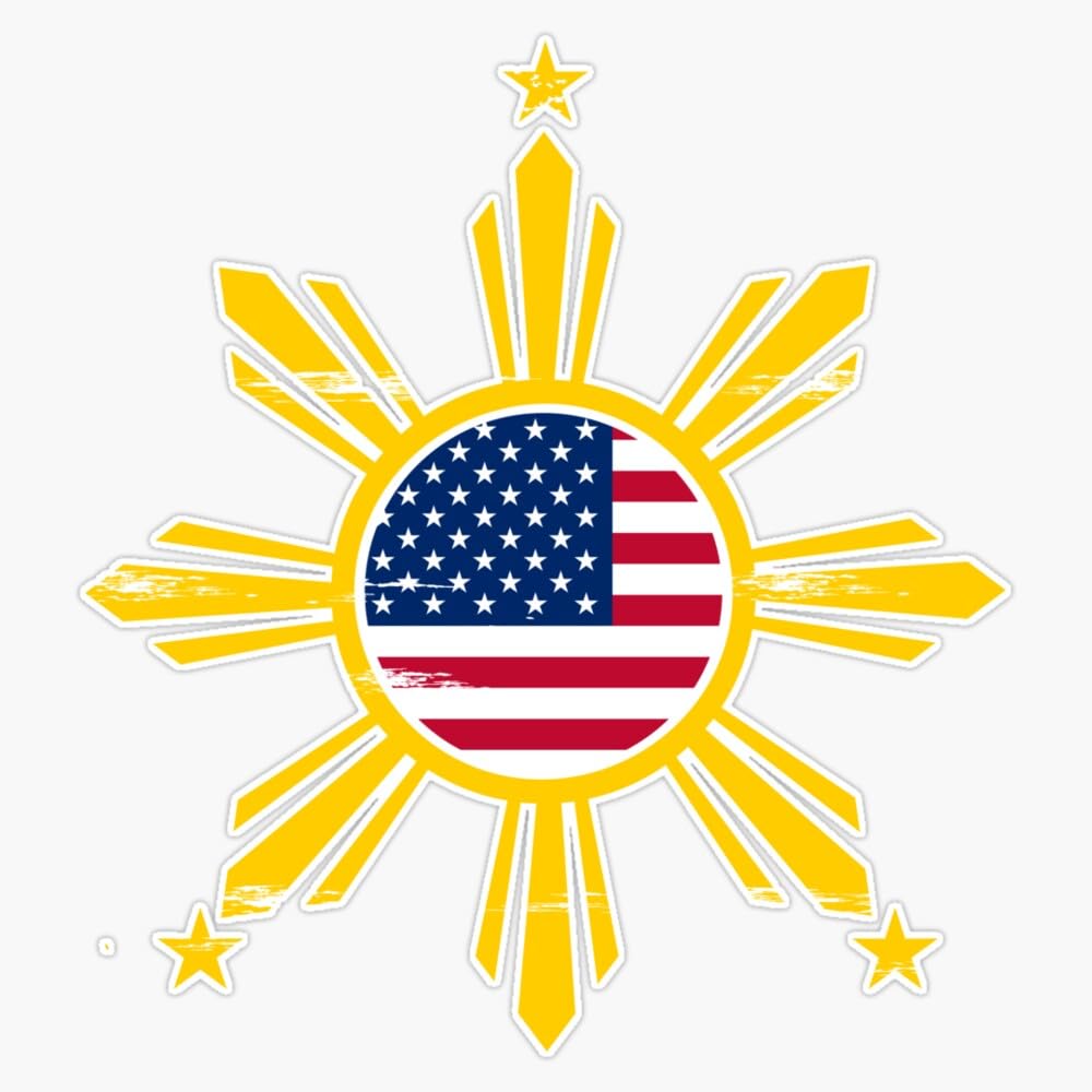 Filipino American Design Sticker Vinyl Decal Bumper Sticker 5"