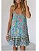 Summer Swing Dresses for Women, Ethnic Floral Print Sundress Straps Scoop Neck Short Chiffon Dresses with Pocket Green M
