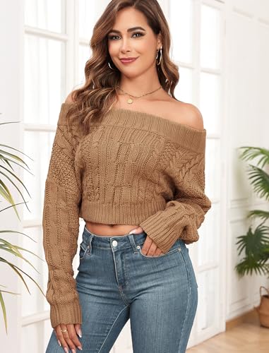 Image of ZAFUL Women V Neck Button Knit Crop Sweaters Batwing Sleeve V Back Ribbed Hem Pullover Sweater