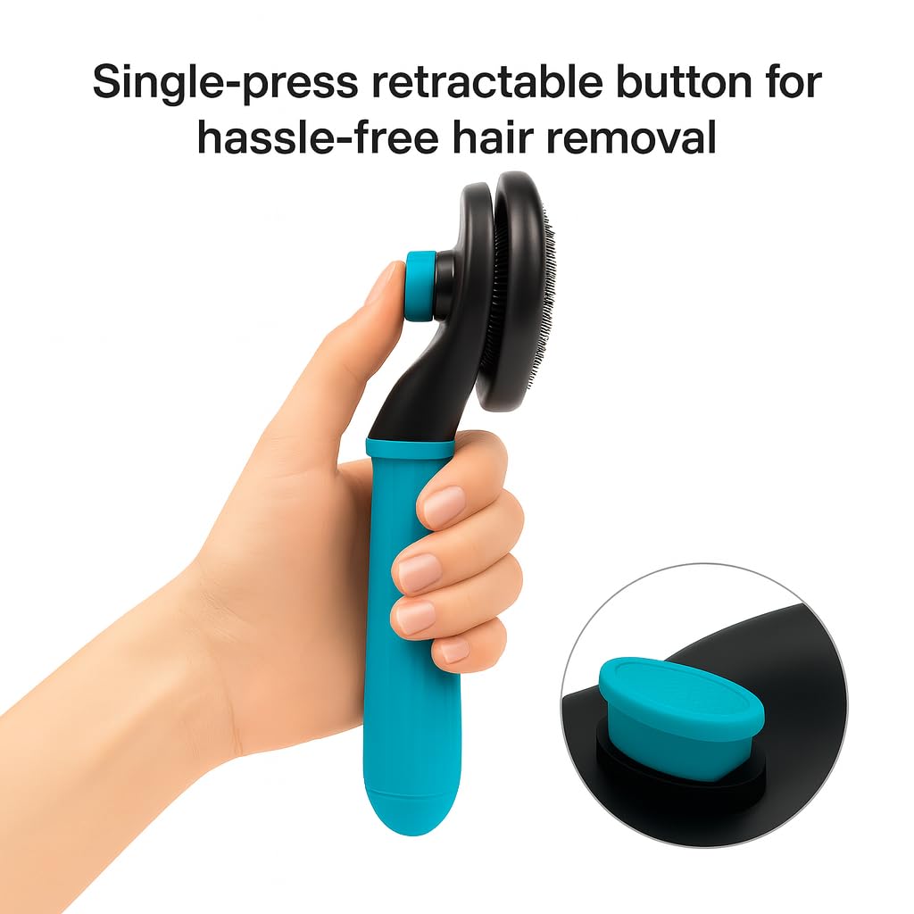 Blutails Cepillo de aseo para perros – Cepillo para gatos y peine para perros para desprendimiento, despelo y eliminación de pelo de mascotas – Cepillo suave y eficaz para perros y gatos