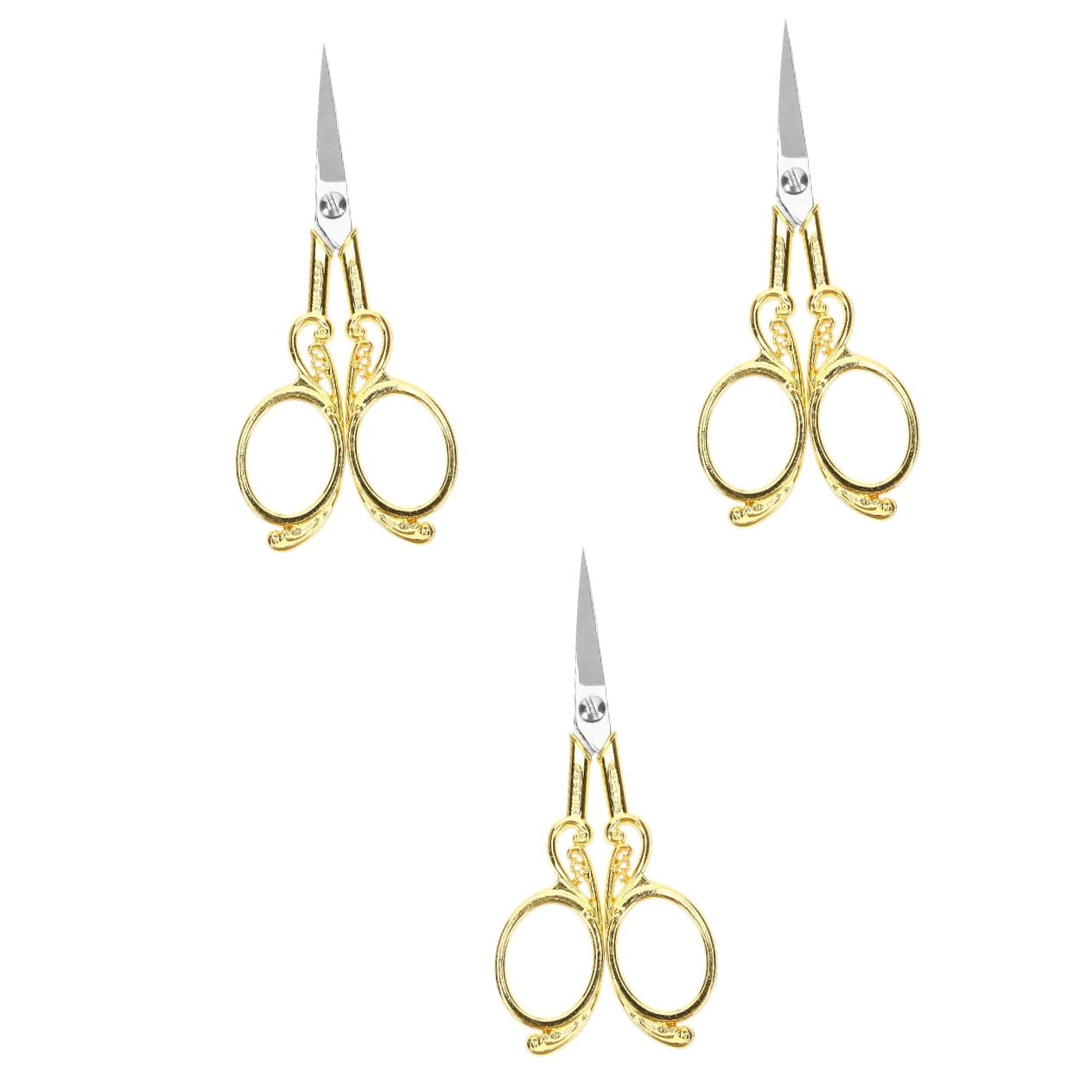 SHINEOFI 3 Pezzi forbici retrò scissors tessuto acciaino forbicine per cucito filo per cucire Forniture di cucito forbice da ricamo cesoia per lavori di Acciaio inossidabile Golden