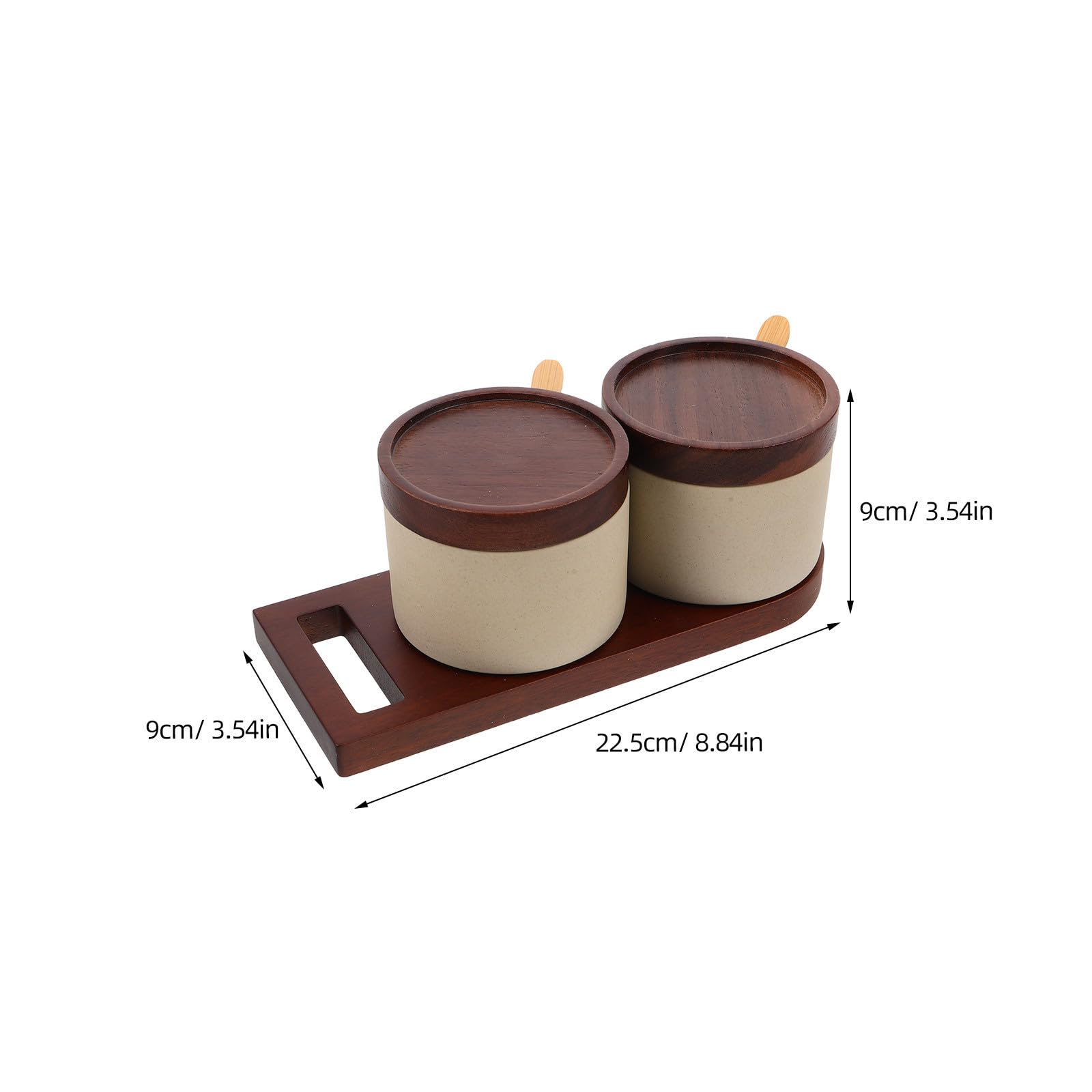 Artibetter Juego de Botes para Especias de Cerámica con Tapa de Madera y Cuchara, Adecuado para Cocina y Café, Diseño Minimalista y Funcional para Condimentar Fácilmente